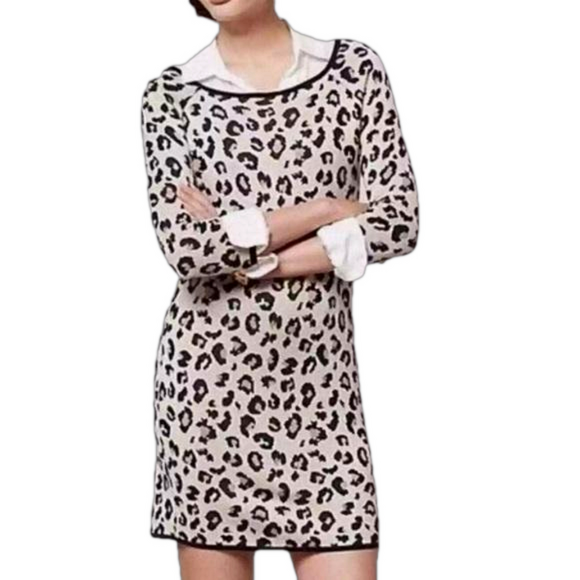 Y2K SPENCER & GRAHAM LEOPARD ANIMAL PRINT CASHMERE BLND VELVET DRESS TUNIC SZ M - Picture 2 of 8